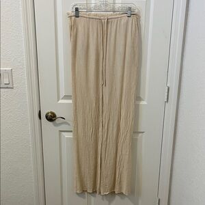 Zara Cream Wide -Leg Drawstring Pants Size S